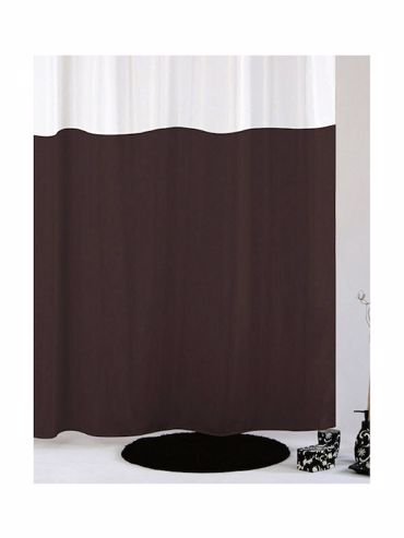 Import Hellas Κουρτίνα Μπάνιου Υφασμάτινη Dobblo Καφέ με Τρουκς 180x200cm